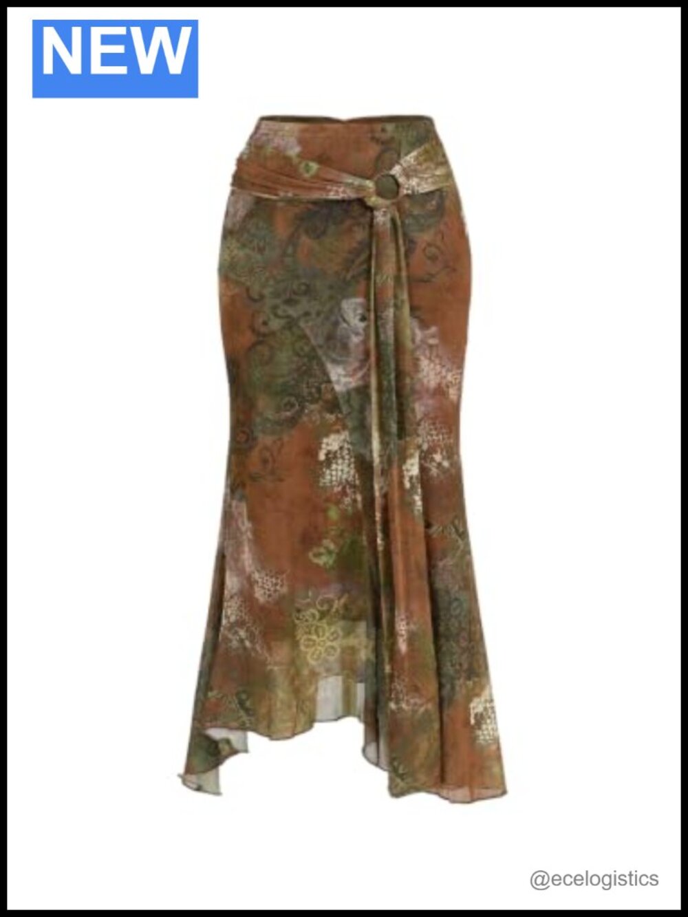 Plus Size Paisley Maxi Skirt Asymmetrical Boho Print
